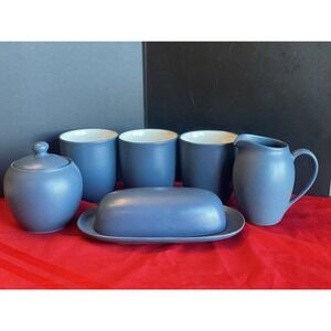 Noritake Colorwave Blue 8484 Sugar Bowl Creamer Butter Dish 3 Mugs No Chips